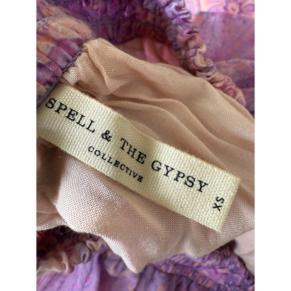 Spell & The Gypsy Maxi Skirt XS Pink Purple Paisley Boho Gypsy Festival Cotton - Picture 7 of 11